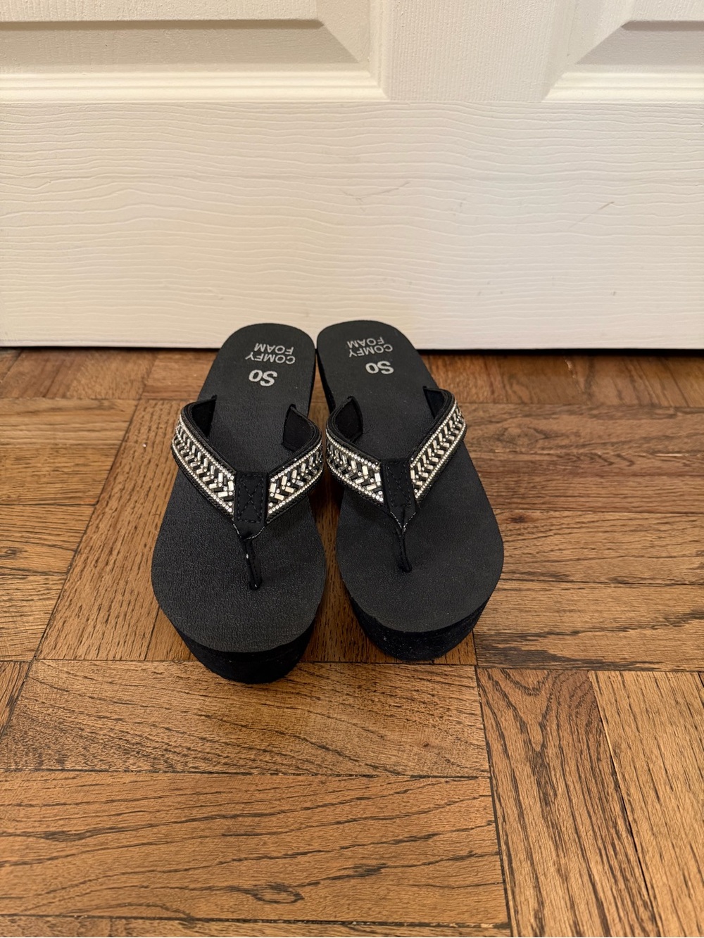 Rhinestone wedge sandals